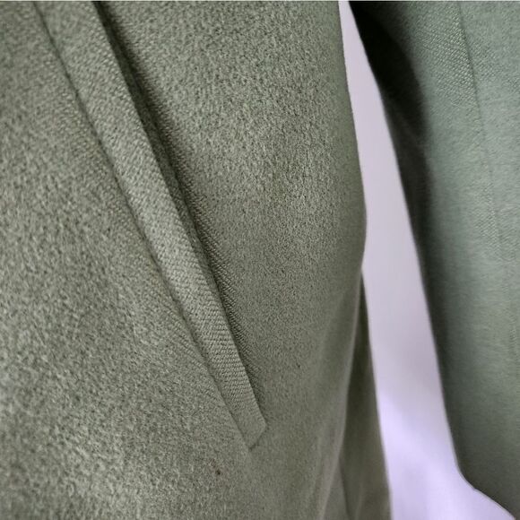 Pea Green Vintage 60s Cashmere Lambswool Peacoat Button Front Size XL - Picture 7 of 12
